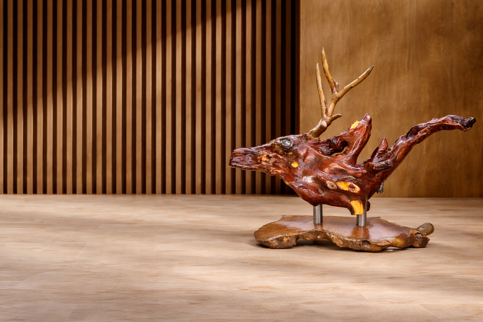 UDSS Atelier handcrafted wooden decor arranged as a premium sculptural interior focal point